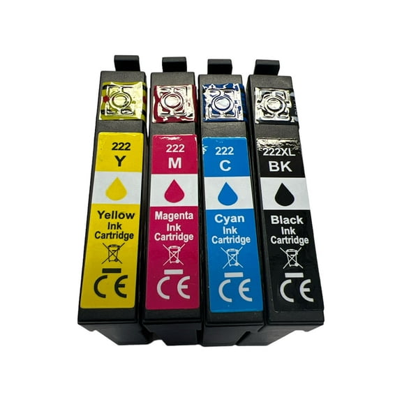 Replacement 222XL Black & 222 Color Ink Cartridges for Epson Ink Cartridges 222 XL Ink Cartridges for Epson Expression Home XP-5200 Workforce WF-2960 (4 Pack)