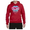 thumbnail image 2 of Wild Bobby, Dripping Lipstick Lips Cute Pink Blue Lips Gift Beauty Makeup Lover, Streetwear, Unisex Graphic Hoodie Sweatshirt, Red, Medium, 2 of 3