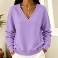 thumbnail image 4 of Drses Women V Neck Oversized Drop Shoulder Long Sleeve Sweatshirt, Soft Loose Basic Sweater Casual Business Work Spring Fall Layering Top, 4 of 5