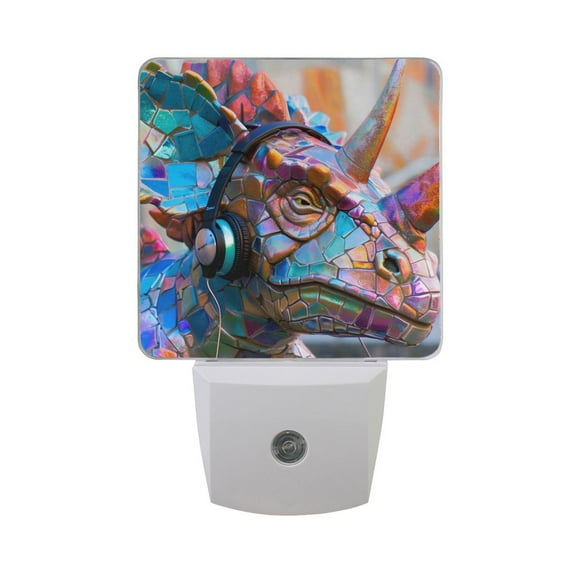 Cool Dinosaur on Street Night Light 2 Pack LED Nightlight Plug into Wall Dusk to Dawn Sensor Soft White