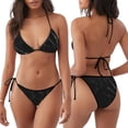 thumbnail image 3 of KLL Ensemble Bikini à Imprimé Abstrait Texture Marbre Noir pour Femmes, Ensemble Bikini Deux Pièces avec Haut Licou et Bas à Nouer Maillot de Bain Aguichant, 3 of 6