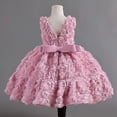 thumbnail image 4 of Vestido de niña Vestido de red dura Vestido de moda para bebé Vestido de flores rosas Vestido de princesa de cumpleaños de verano para niños, 4 of 5