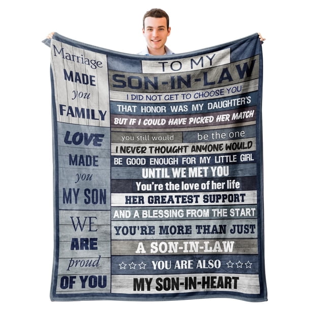 LHSHID Son in Law Fleece Blanket Gifts from Mother in Law To My Son in Law Gifts Christmas Birthday Gift Ideas for Son 50x60in