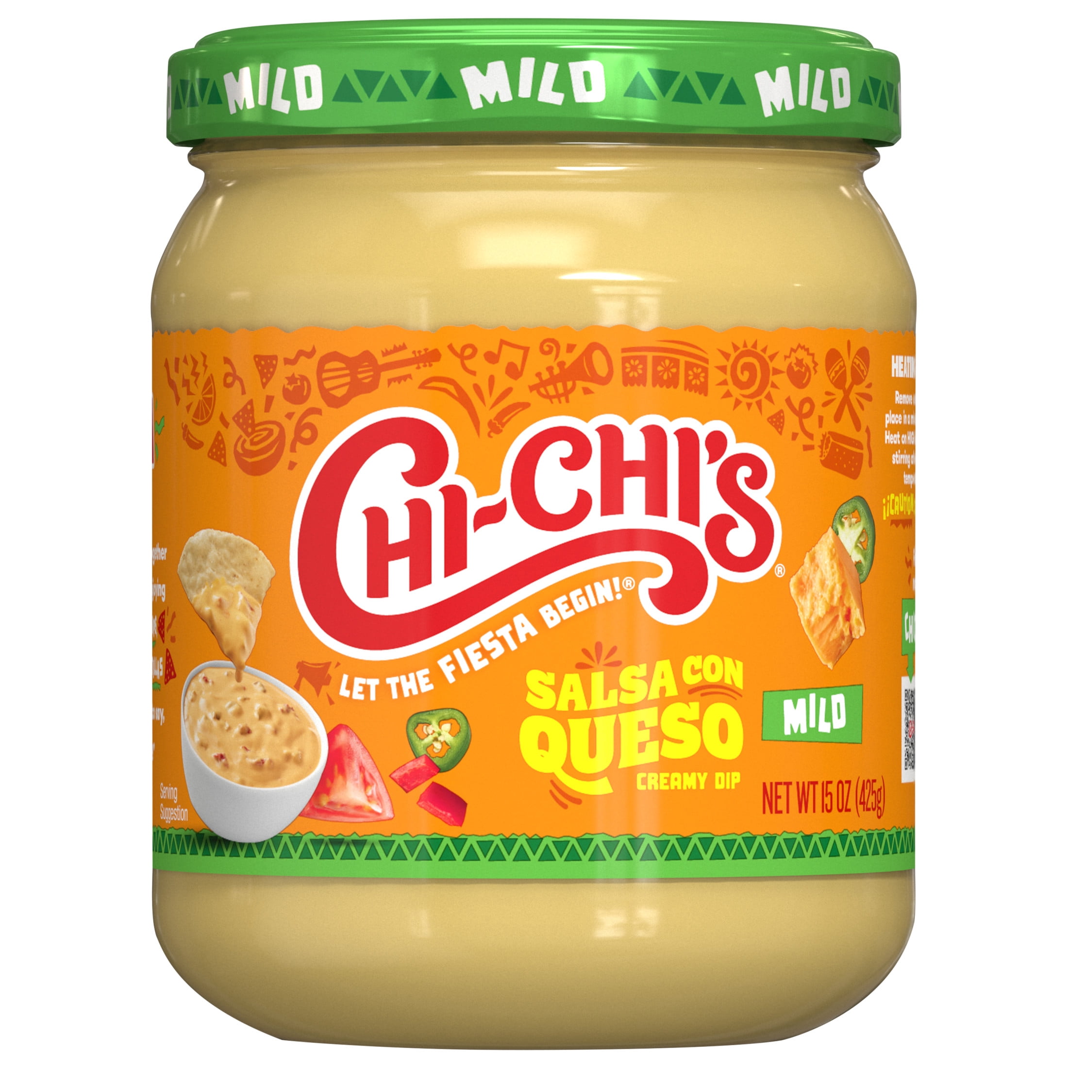(2 pack) CHI CHI'S Salsa Con Queso, Mild, Cheese Dip, Nacho Topping, Shelf Stable, 15 oz Glass Jar