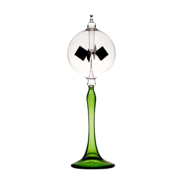tamizeot Solar Crookes Radiometer Glass Desktop Ornament Clear Shelf for Bookshelf Entrance Green 9x21 cm