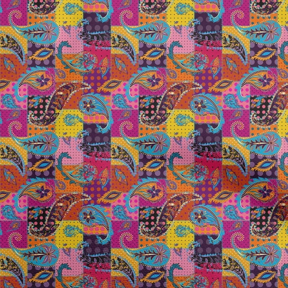 oneOone Cotton Cambric Fuschia Pink Fabric Paisley Patchwork Sewing Fabric By The Yard Printed Diy Clothing Sewing Supplies 56 Inch Wide