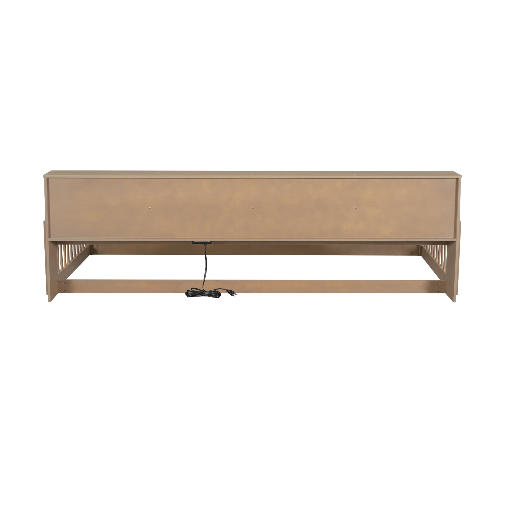 Euroco Wood Twin XL Floor Bed, Low Profile Daybed with Storage Shelves and USB Charging Station, Brown