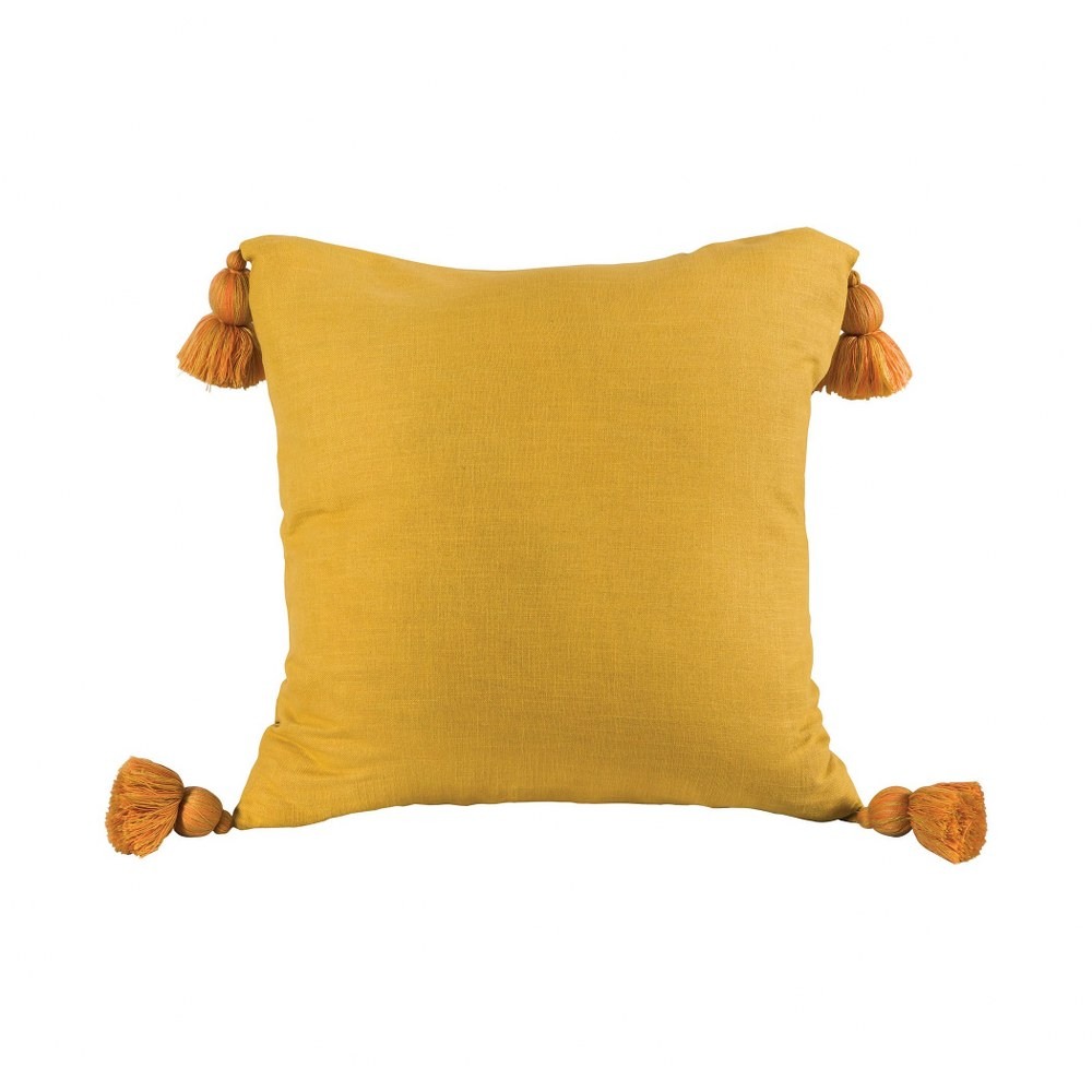 Mustard Colored with Tassles Pillow Cover 24x24inch Pillow Cover Only