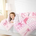 thumbnail image 3 of Erosebridal Pink Princess Bowknot Twin Comforter Sets,First Letter K Bedding Set For Girly,Pink Reversible,2 Pieces, 3 of 7
