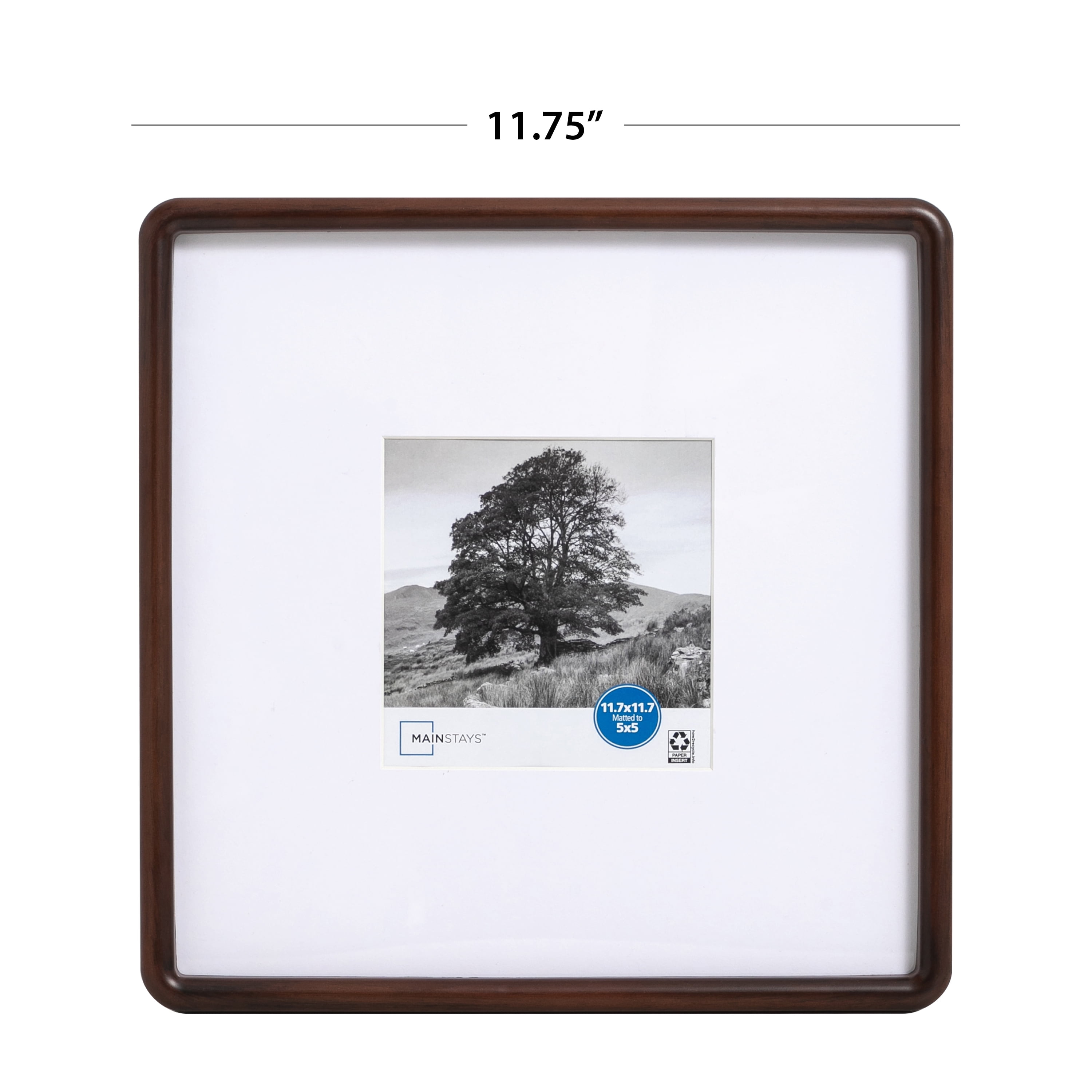 Mainstays – 5x5 Picture Frame – Brown Plastic Rounded Corners Matted Gallery Wall Photo Frame