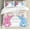 Peach Pink Blue, variant on Gender Reveal Duvet Cover Set, Hand Drawn Style Sketch Boy and Girl Letters Shower Art, Decorative 3 Piece Bedding Set with 2 Pillow Shams, King Size, White Teal Pink, by Ambesonne