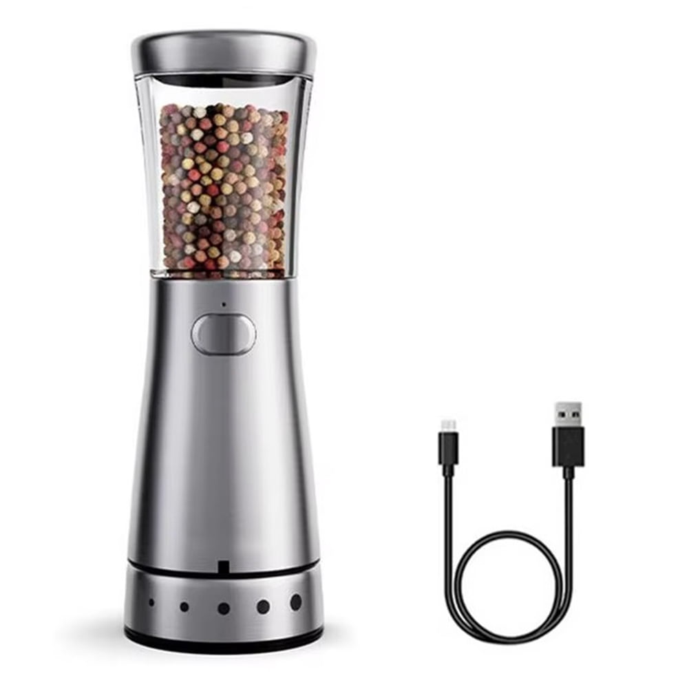 Portable Electric Pepper Mill Rechargeable Automatic Peppercorns Mill Electric Salt Pepper Mill with 5 Adjustable Gears,1 * Pepper Grinder Rechargeable 1 * usb cable