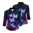 thumbnail image 4 of Golf Shirts for Women Butterfly Notch Neck Polo 3/4 Sleeve Athletic Tennis Golf Top, 4 of 7