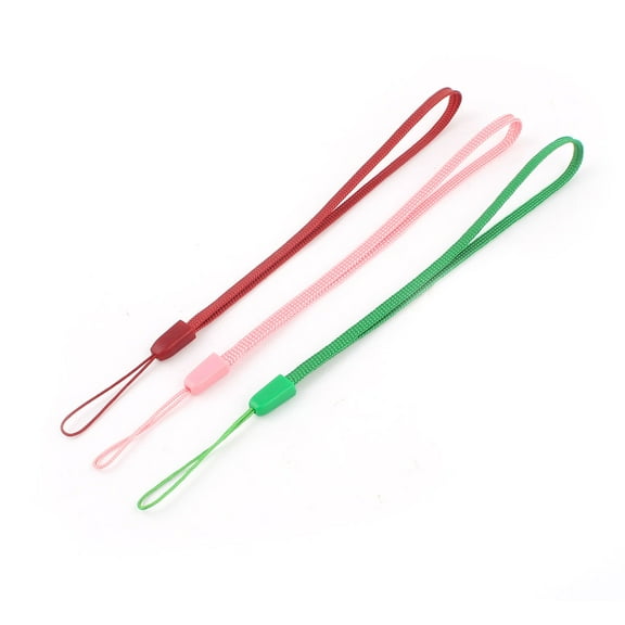 Unique Bargains 3 x Tricolor Soft Woven Rope Mobile Phone Holder Hand Strap Lanyard String