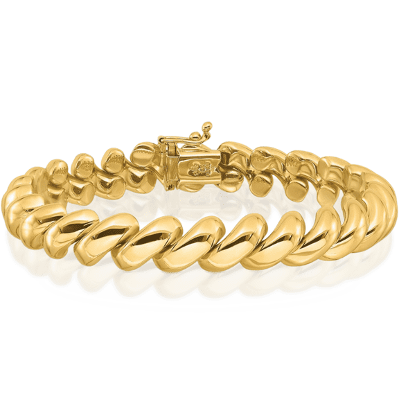 14K Solid Yellow Gold San Marco Chain Bracelet