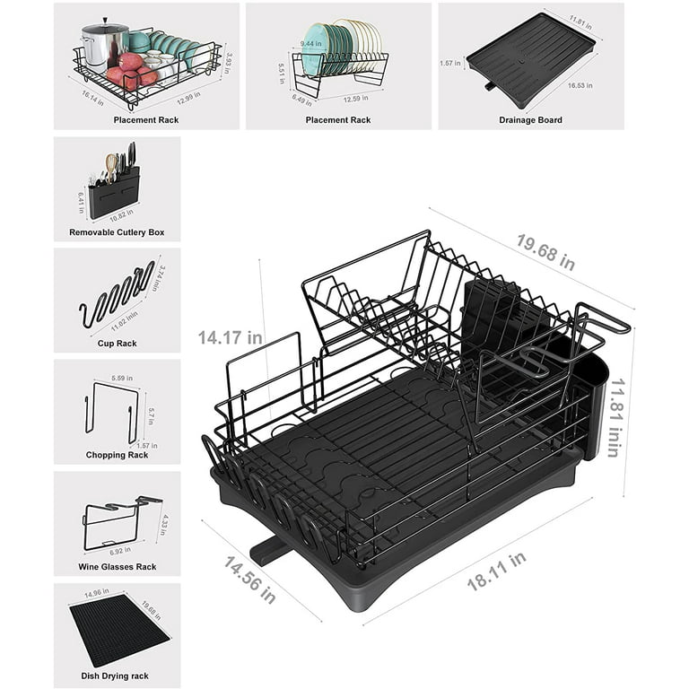 Beijiyi 7 code Large Dish Drying Rack,2-Tier Racks for Kitchen  Counter,Detachable Capacity Drainer Organizer with Utensil Holder, Rack  Drain Board