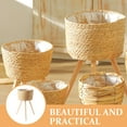 thumbnail image 3 of CATIEBYE Beige Woven Plant Basket Stand for Indoor Use, Decorative Storage Organizer for Home and Office, 3 of 8