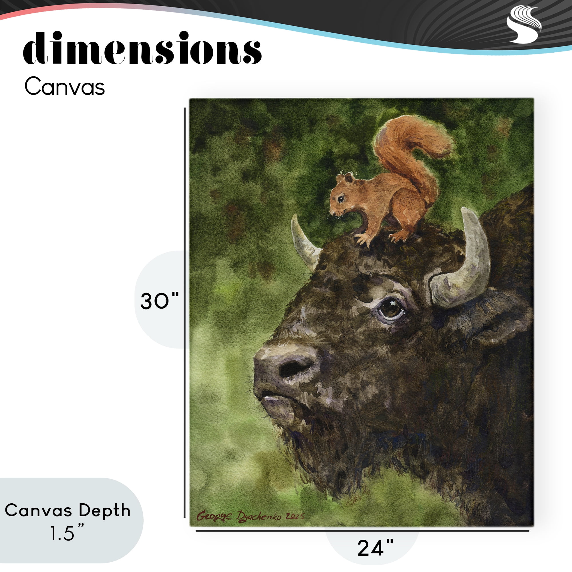 Stupell Industries Bison & Squirrel Duo Canvas Wall Art, design by George Dyachenko