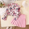 thumbnail image 2 of NAFUU Girls Skirt Sets 2 Piece Back To School Outfit Long Sleeve Floral Blouse Button Down Shirts and A-Line Pleated Skirts Casual Wear 8-9 Years, 2 of 9