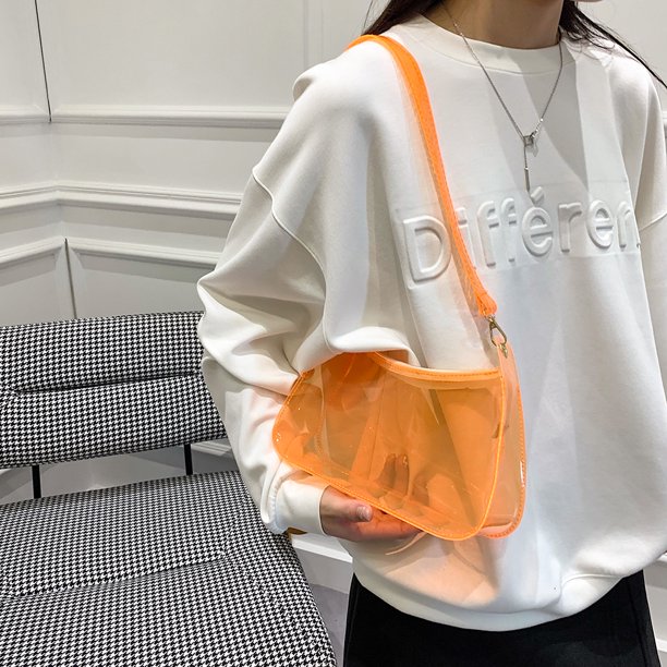 Bolsa Bolso de hombro transparente de PVC para mujer, bolso de mano transparente para axilas (naranja) JShteea Para Estrenar