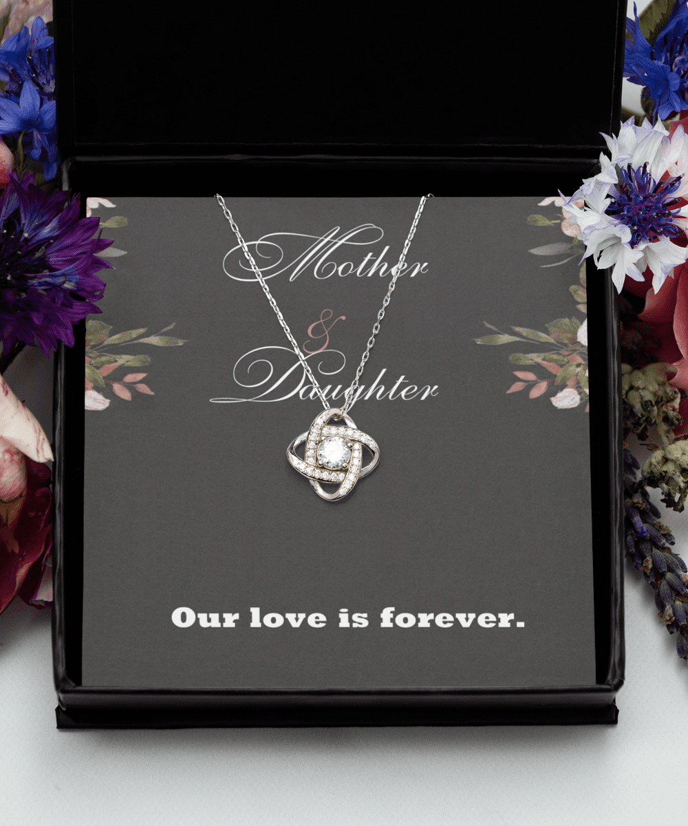 Love Knot Silver Necklace ,Mother Daughter Necklace, Mom Necklace, Special Gift From Daughter, Mother Jewelry, Mothers Day Card, Mother Daughter Jewelry