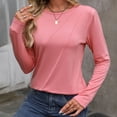 thumbnail image 2 of XFLWAM Long Sleeve Crew Neck Cotton T Shirt for Women Classic Fit Shirt Soft Breathable Casual Tee Pullover Basic Tops Pink XL, 2 of 9