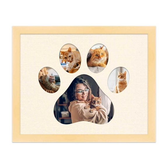 8x10 Frame - Paw Print Acid-Free Cream Photo Mat - Pet Memorial Gifts - Paw Print Picture Frame for