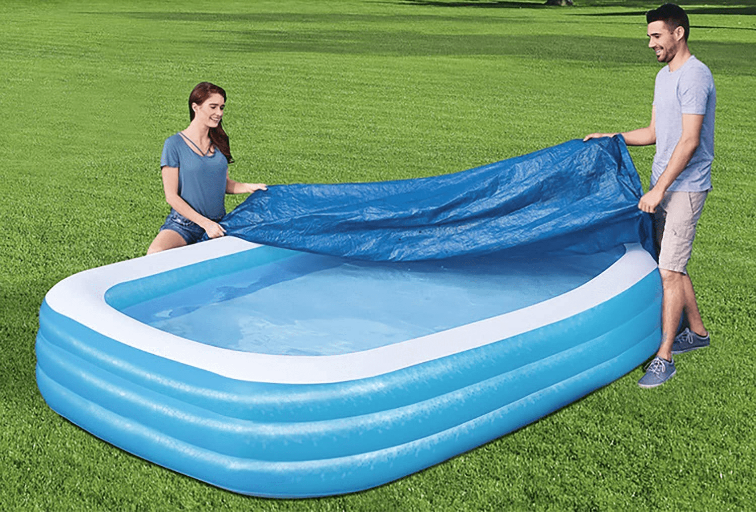 Casapre Rectangular Pool Cover, Above Ground Pool Covers, Inflatable