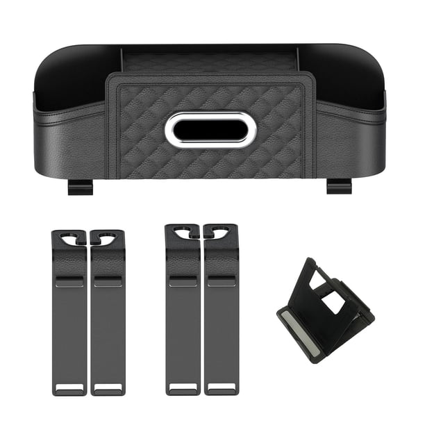 Organizador del asiento trasero del reposacabezas del coche, portavasos decoración interior del coche caja de almacenamiento multifuncional , negro