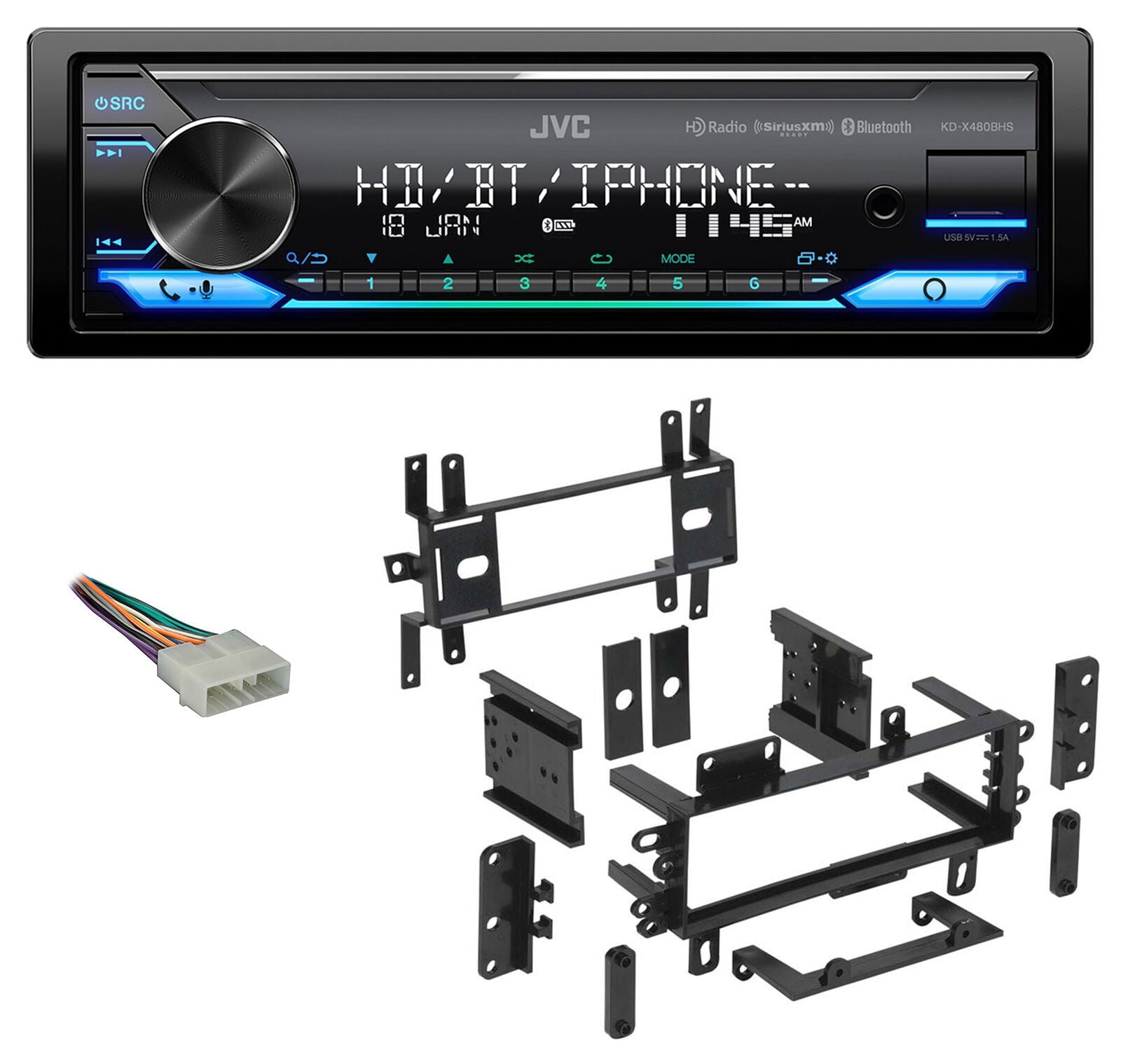 JVC KDX480BHS Bluetooth Stereo HD Radio XM Ready Fits 8795 JEEP