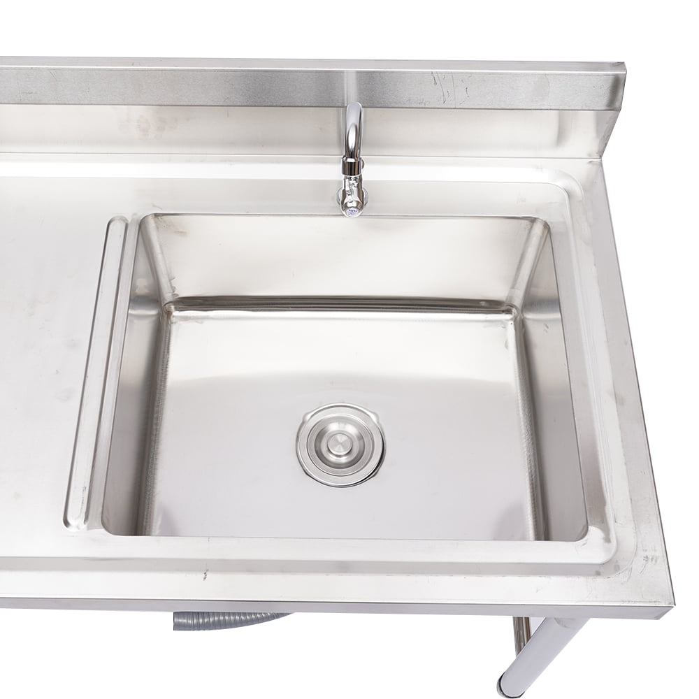 Style 1 Expanded Size 47 x 23 x 31 1 Compartment Stainless Steel Commercial Kitchen Prep & Utility Sink with Drainboard Silver 