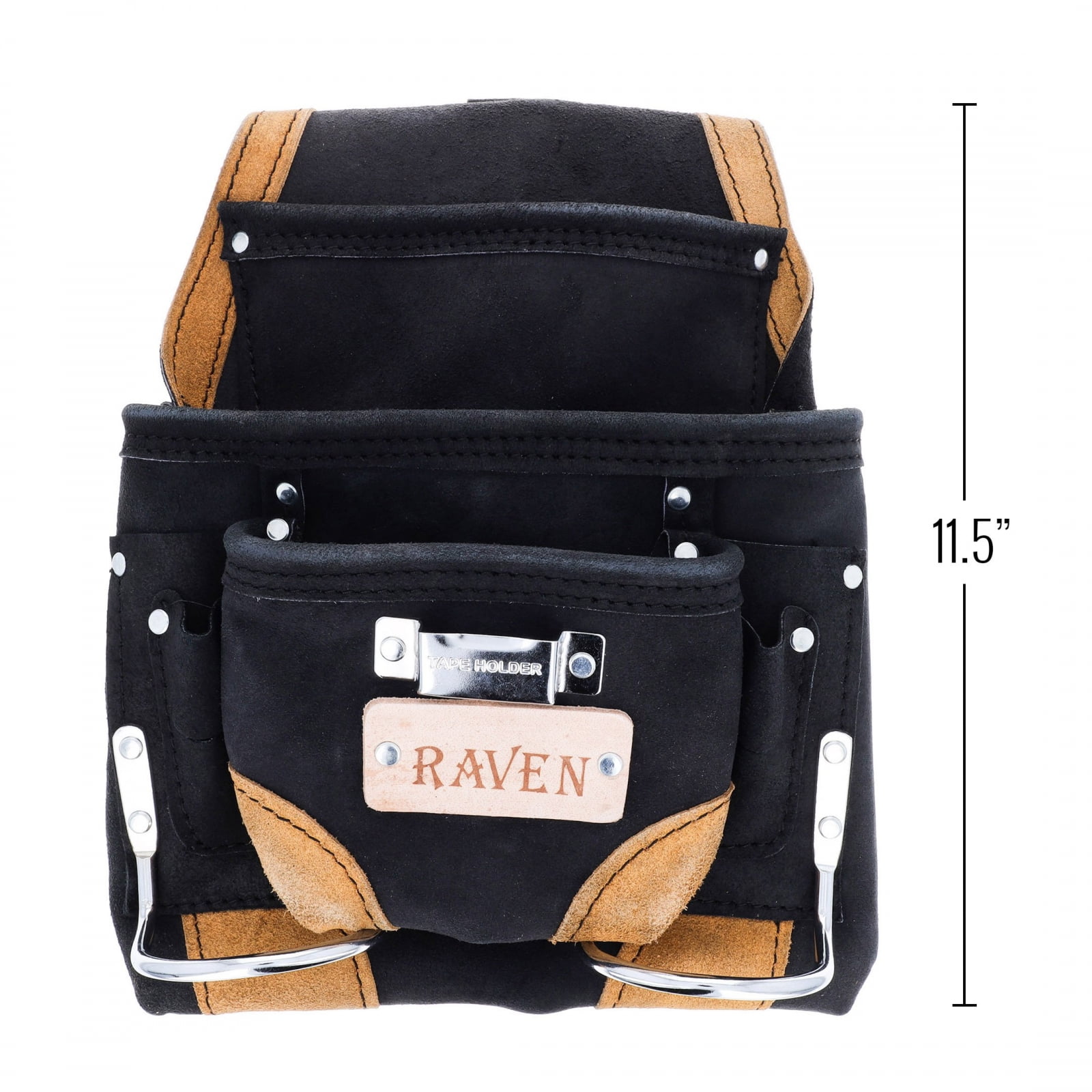 10 Pocket Tool Belt Pouch Heavy Duty Suede Leather Fits Hammer And