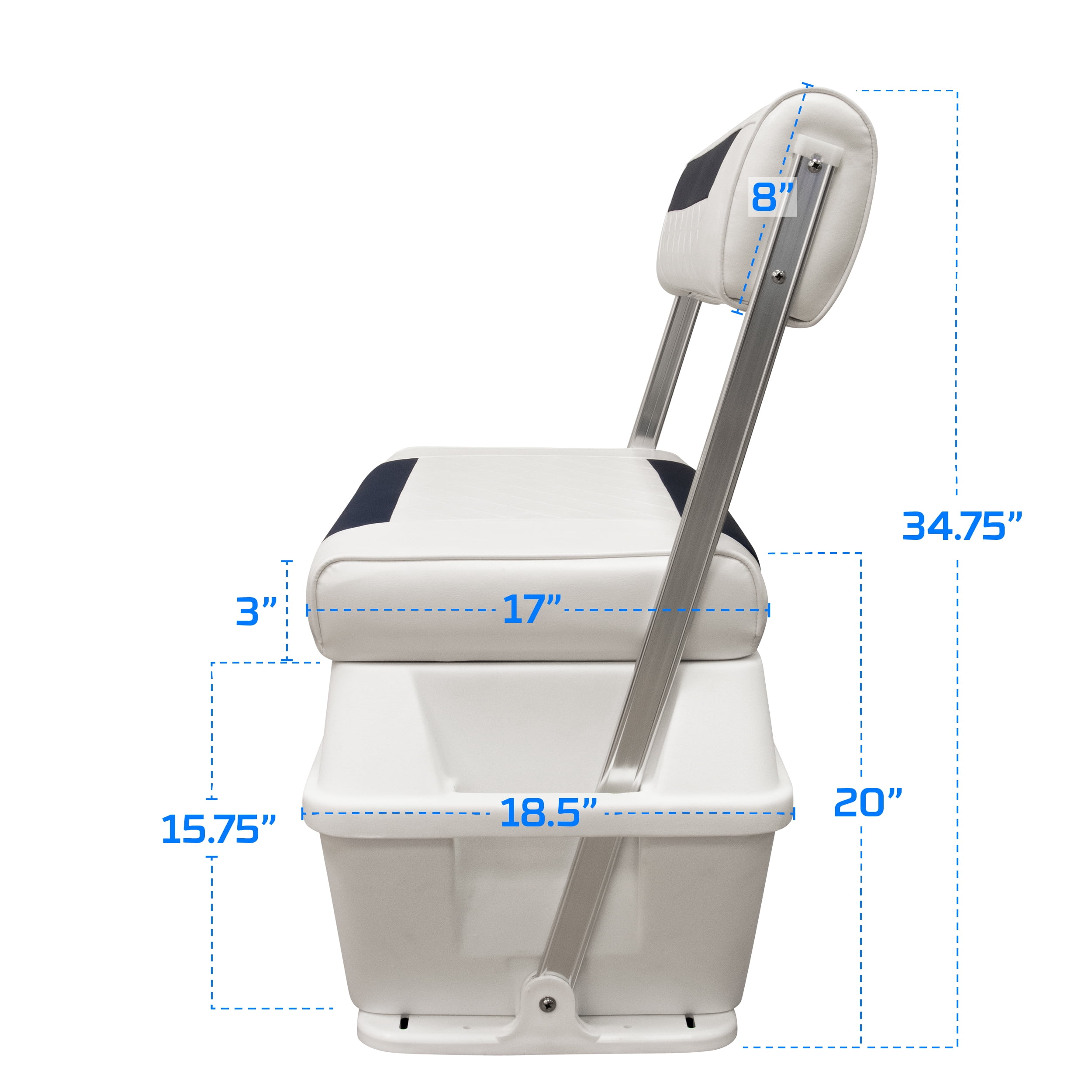 Wise DLX156-1904 DLX Pontoon Series 70 Quart Swingback Cooler Seat - White / Mariner Blue