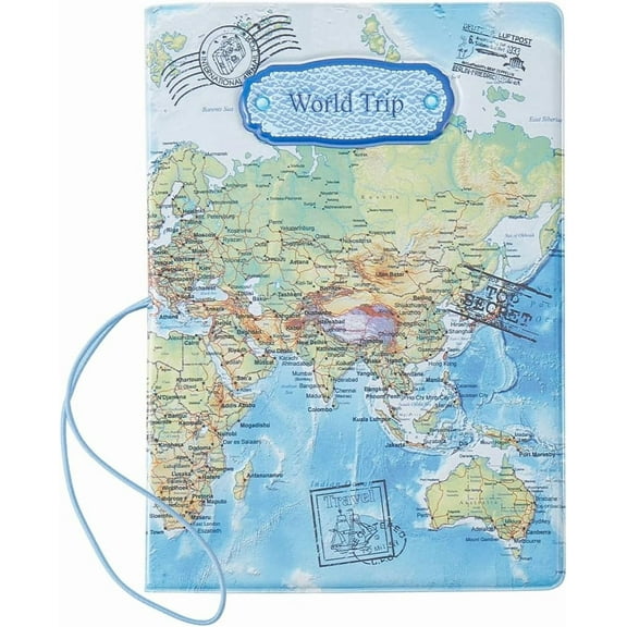Passport Holder Passport Cover Flight Tickets Case Slim Portable Wallet Travel Thin World Map Waterproof PVC Credit ID Card Slot Passenger Tickets