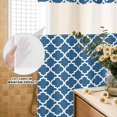 thumbnail image 2 of No Hook Shower Curtain with Built-in Rings - Steel Blue White Geometric Washable Waterproof Fabric Bathroom Curtains for Hotel,Rentals, 72 X 72 Inch Long , Minimalist Morocco Pattern, 2 of 9