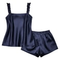 thumbnail image 5 of Dianli 2 Piece Sets for Women Summer Two Piece Satin Pajama Set Ruffle Tank Top and Shorts Sleepwear Bridal Loungewear for Women Elegant Soft Nightwear Comfortable Lightweight Bridal Gift Summer Suit, 5 of 6