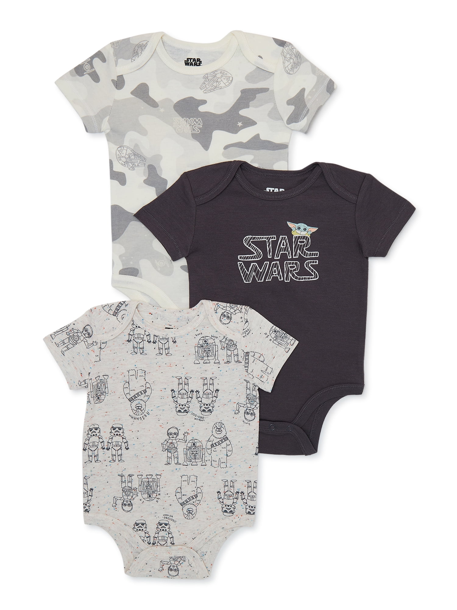 Star Wars Baby Boys Bodysuit, 3Pack, Sizes 024 Months