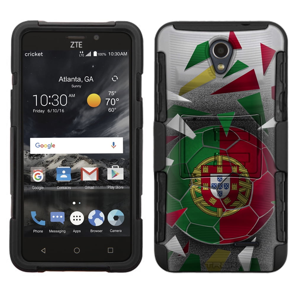 ZTE Prestige Armor Hybrid Case Soccer Ball Portugal Flag by Trek Media Group