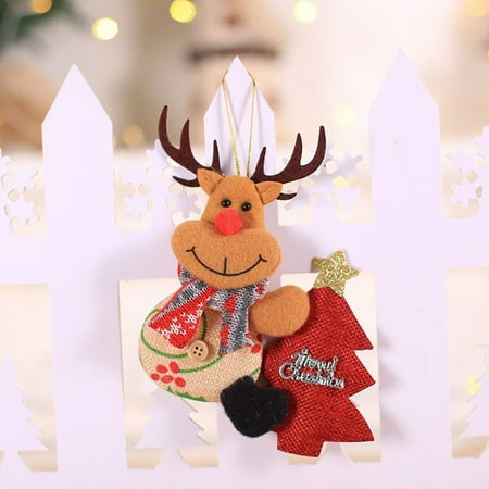 

Christmas Santa Pendant with Lanyard Lightweight Lovely Interesting Plush Toys for Holiday Party Decoration