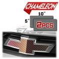 thumbnail image 2 of 2Pcs 5"x10" Chevy Emblem Bowtie Champagne Carbon Fiber Purple Gold Chameleon Vinyl Wrap Sticker Decal Film Overlay Sheet, 2 of 8
