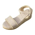 thumbnail image 5 of Women's Espadrilles Platform Wedge Sandals Beach Summer Linen Open Toe Ankle Strap Dress Sandals, 5 of 6
