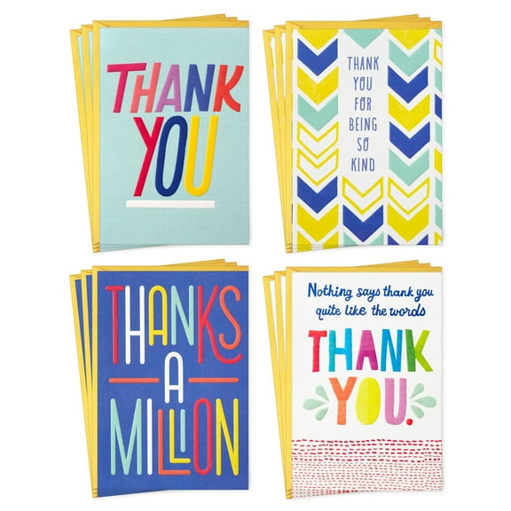 Hallmark Assorted Thank-You Cards (Bold and Bright Designs), Pack of 12