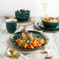 thumbnail image 6 of Stone Lain Florian Porcelain 16-Piece Dinnerware Set, Service for 4, Green and Golden Rim, 6 of 6