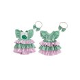 thumbnail image 2 of BemeyourBBs Baby Girl Outfit, Fly Sleeve Golf Court Plaid Layered Romper Hairband, 2 of 9