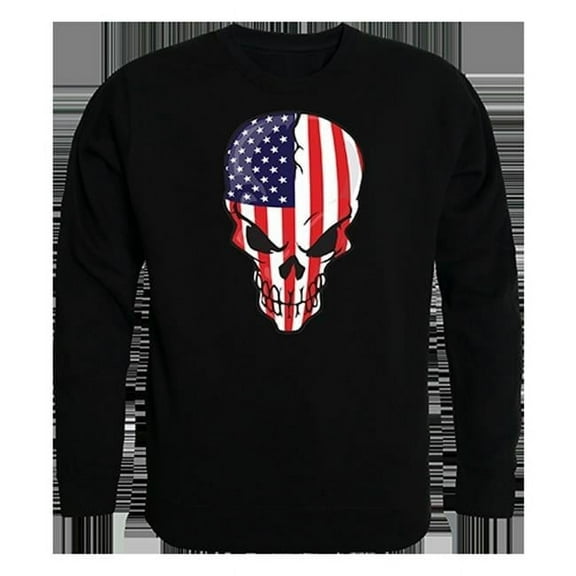 Skull Flag Graphic Crew Neck Sweatshirt, Black - 2X