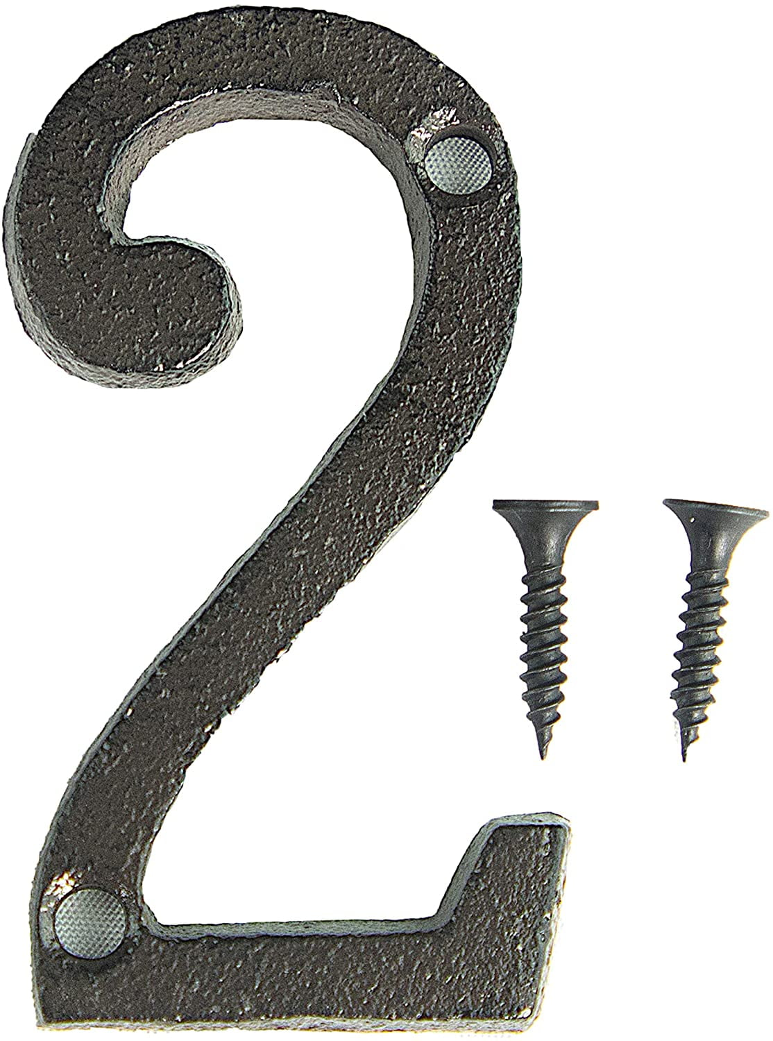 Rustic Cast Iron Address House Number Lettering 3 x 1.5 Inch Mounting Hardware Included (Number 2) 1pc