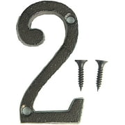 Rustic Cast Iron Address House Number Lettering 3 x 1.5 Inch Mounting Hardware Included (Number 2) 1pc