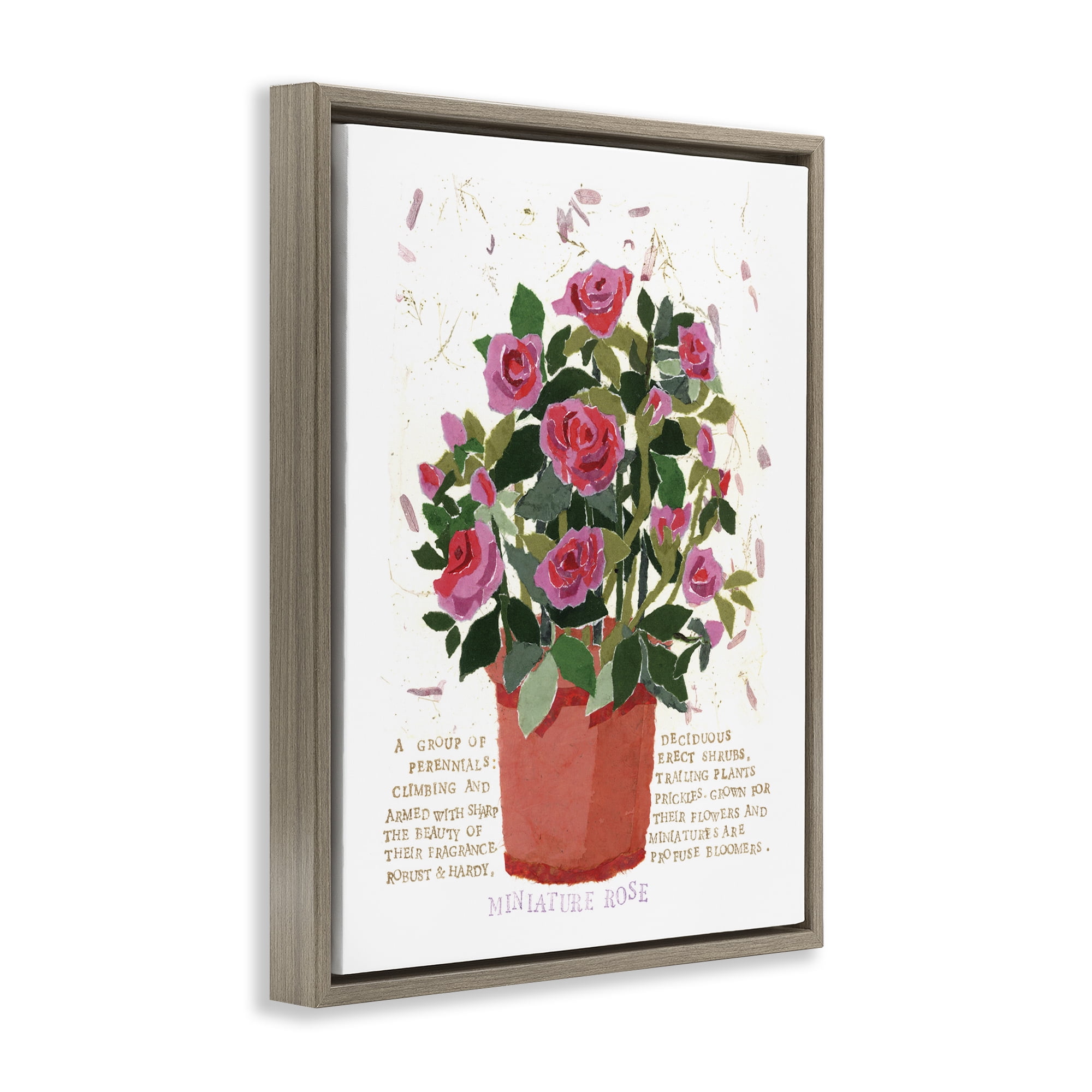 Stupell Industries Mini Roses Bouquet Botanical & Floral Painting Brown Floater Framed Art Print Wall Art, 17 x 21