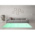 thumbnail image 3 of Ahgly Company Machine Washable Indoor Round Solid Turquoise Blue Modern Area Rugs, 3' Round, 3 of 4