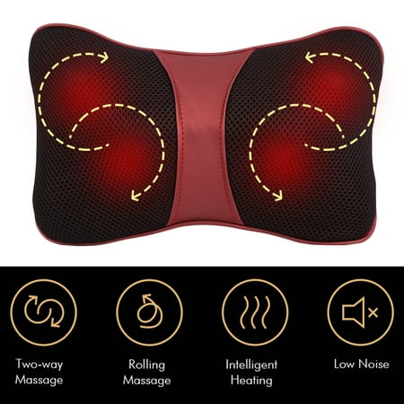 4 Head Design Kneading Neck Shoulder Back Body Car Massage Pillow Relax Pain